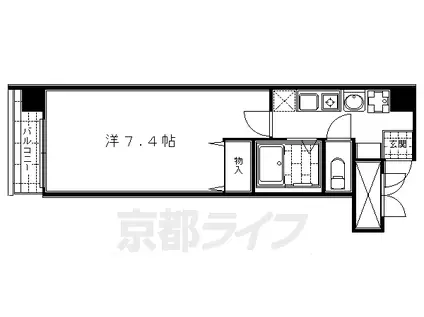 京都市烏丸線 五条駅(京都市営) 徒歩4分 11階建 築19年(1K/7階)の間取り写真