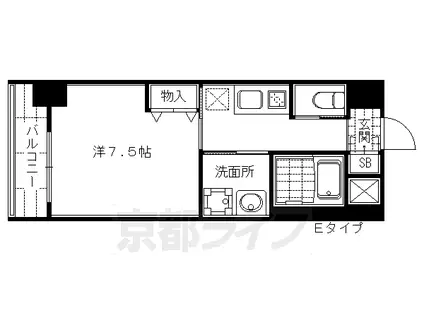 APEX京都東山三条(1K/3階)の間取り写真