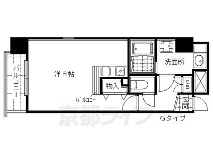 APEX京都東山三条(ワンルーム/5階)の間取り写真