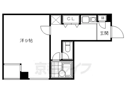 京都市烏丸線 丸太町駅(京都市営) 徒歩3分 5階建 築35年(1K/3階)の間取り写真