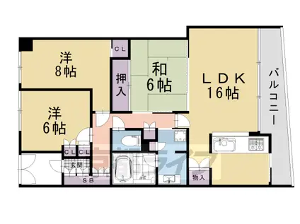 京都市東西線 京都市役所前駅 徒歩5分 11階建 築25年(3LDK/8階)の間取り写真