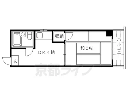 阪急電鉄京都線 京都河原町駅 徒歩5分 5階建 築41年(1K/3階)の間取り写真