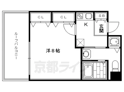京都市烏丸線 丸太町駅(京都市営) 徒歩1分 10階建 築19年(1K/6階)の間取り写真