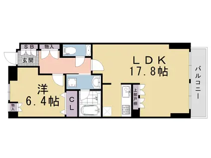 京阪電気鉄道京阪線 清水五条駅 徒歩5分 15階建 築25年(1LDK/4階)の間取り写真