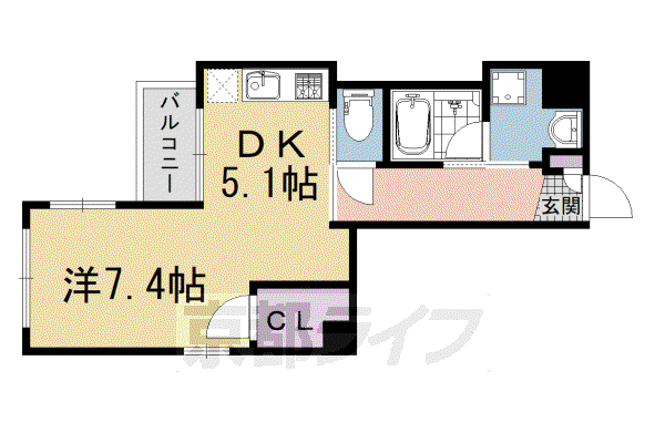 べラジオ富小路(1DK/5階)の間取り写真