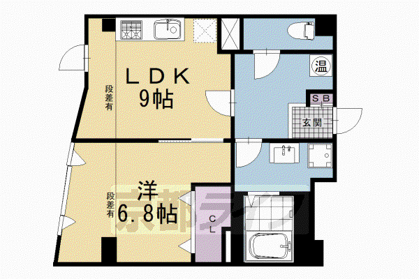 京阪電気鉄道京阪線 祇園四条駅 徒歩5分 6階建 築37年(1LDK/3階)の間取り写真