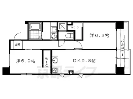 阪急電鉄京都線 大宮駅(京都) 徒歩8分 14階建 築19年(2LDK/5階)の間取り写真