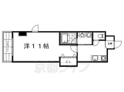 京都市烏丸線 烏丸御池駅 徒歩6分 6階建 築18年(1K/2階)の間取り写真