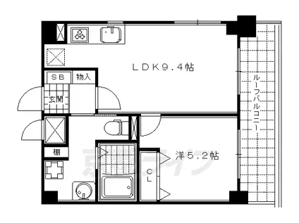 ORYZA三条西洞院(1LDK/7階)の間取り写真