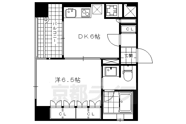 LEGAL京都室町御池(1DK/6階)の間取り写真