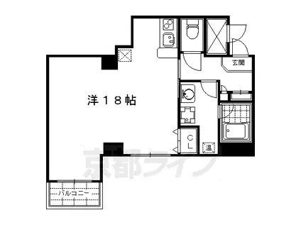 京都市烏丸線 烏丸御池駅 徒歩4分 7階建 築19年(1K/3階)の間取り写真