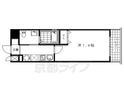 京都市烏丸線 四条駅(京都市営) 徒歩6分 12階建 築18年(1K/3階)の間取り写真
