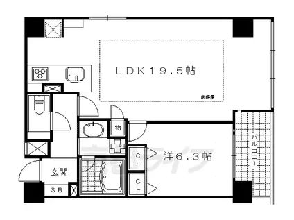 阪急電鉄京都線 大宮駅(京都) 徒歩5分 12階建 築19年(1LDK/7階)の間取り写真