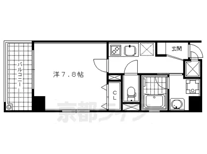 阪急電鉄京都線 大宮駅(京都) 徒歩4分 7階建 築18年(1K/5階)の間取り写真