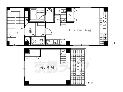 AMARE(1LDK/4階)の間取り写真