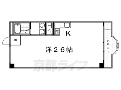 阪急電鉄京都線 京都河原町駅 徒歩8分 5階建 築38年(ワンルーム/4階)の間取り写真