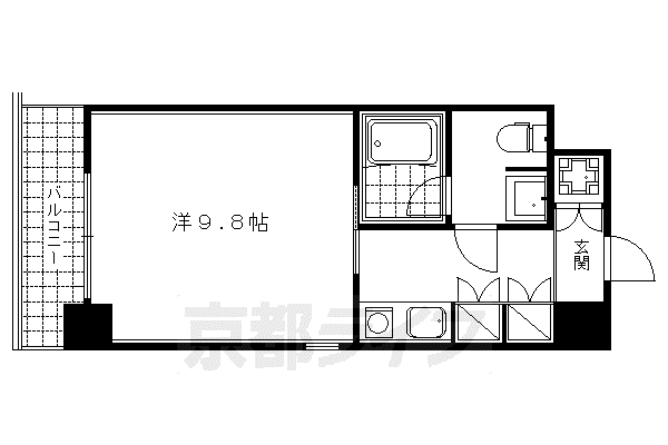 阪急電鉄京都線 京都河原町駅 徒歩4分 13階建 築18年(1K/4階)の間取り写真