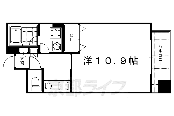 阪急電鉄京都線 京都河原町駅 徒歩4分 13階建 築18年(1K/10階)の間取り写真