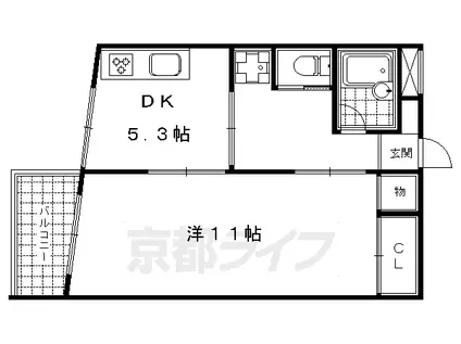 京阪電気鉄道京阪線 三条駅(京都) 徒歩8分 4階建 築17年(1DK/4階)の間取り写真