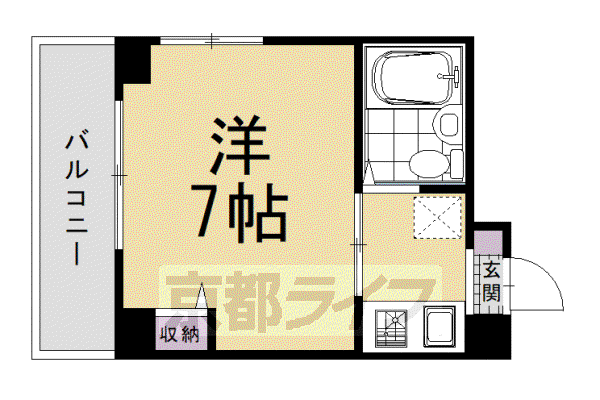 京都市烏丸線 四条駅(京都市営) 徒歩5分 6階建 築41年(1K/4階)の間取り写真