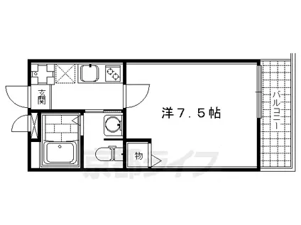 阪急電鉄京都線 大宮駅(京都) 徒歩8分 4階建 築17年(1K/4階)の間取り写真