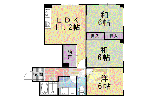 京阪電気鉄道京阪線 祇園四条駅 徒歩13分 5階建 築30年(3LDK/4階)の間取り写真