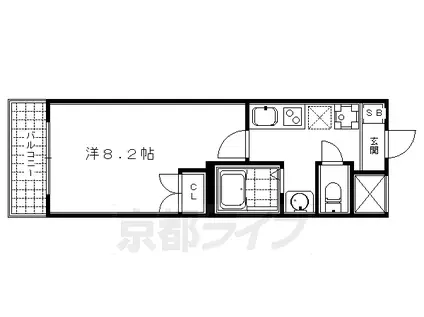 エスポワール二条城(1K/4階)の間取り写真