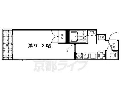 京都市東西線 二条城前駅 徒歩5分 4階建 築18年(1K/4階)の間取り写真