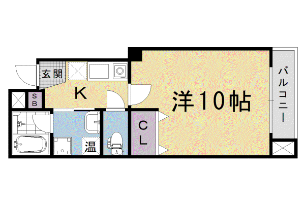 京都市烏丸線 五条駅(京都市営) 徒歩5分 5階建 築17年(1K/2階)の間取り写真