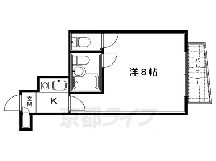 京都市東西線 東山駅(京都) 徒歩2分 5階建 築37年(1K/2階)の間取り写真
