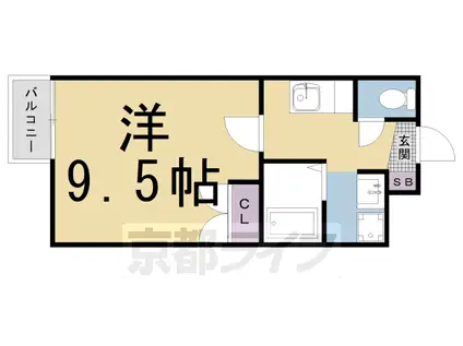 山陰本線 二条駅 徒歩5分 4階建 築17年(1K/2階)の間取り写真