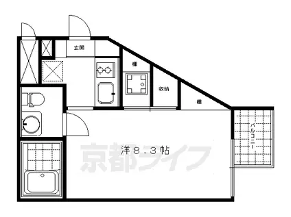 京阪電気鉄道京阪線 祇園四条駅 徒歩8分 5階建 築18年(1K/3階)の間取り写真