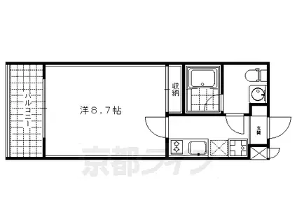 京阪電気鉄道京阪線 祇園四条駅 徒歩8分 5階建 築18年(1K/2階)の間取り写真