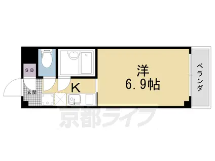 阪急電鉄京都線 西院駅(阪急) 徒歩5分 4階建 築29年(1K/2階)の間取り写真