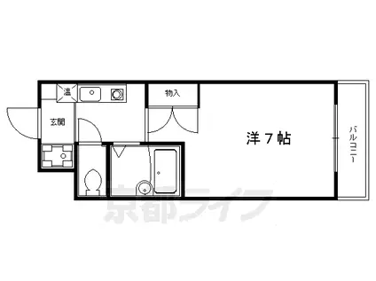 御所西セントラルハイツ(1K/4階)の間取り写真