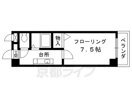 京都市烏丸線 北大路駅 徒歩23分 4階建 築31年(1K/3階)の間取り写真