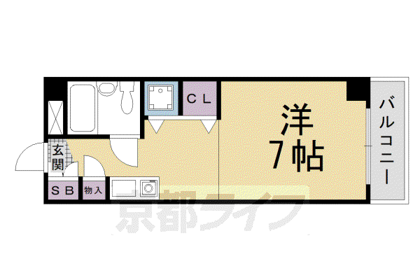 京都市烏丸線 五条駅(京都市営) 徒歩7分 6階建 築38年(1K/2階)の間取り写真