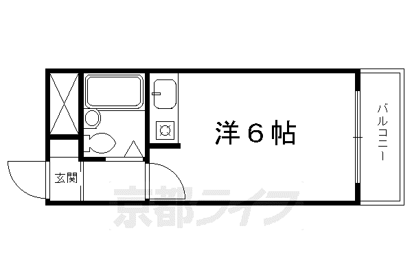 東海道本線 京都駅 徒歩10分 7階建 築37年(ワンルーム/6階)の間取り写真