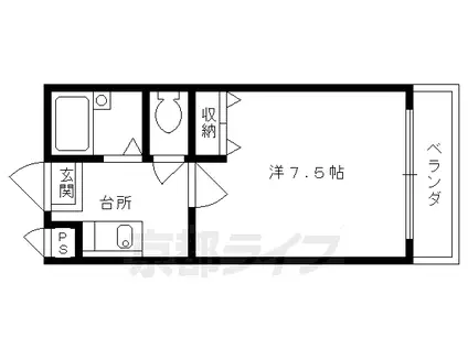 京都市烏丸線 今出川駅 徒歩18分 4階建 築36年(1K/3階)の間取り写真