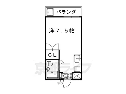 京都市烏丸線 丸太町駅(京都市営) 徒歩17分 3階建 築40年(1K/3階)の間取り写真