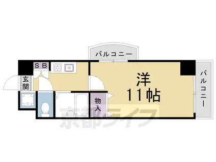 叡山電鉄 一乗寺駅 徒歩8分 7階建 築28年(1K/4階)の間取り写真
