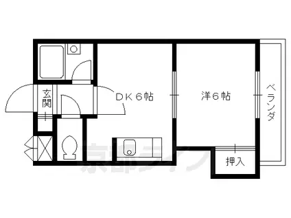 京都市烏丸線 今出川駅 徒歩14分 4階建 築36年(1DK/1階)の間取り写真