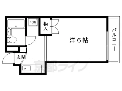 京福北野線 北野白梅町駅 徒歩14分 8階建 築38年(1K/6階)の間取り写真