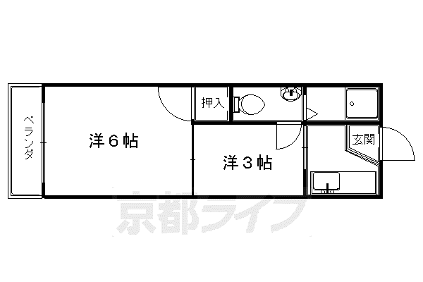 コーポミナミ(2K/3階)の間取り写真