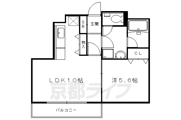 叡山電鉄 修学院駅 徒歩1分 6階建 築33年(1LDK/2階)の間取り写真