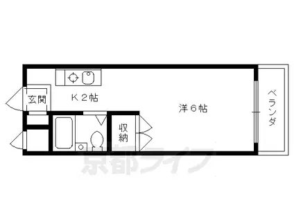山陰本線 円町駅 徒歩9分 4階建 築38年(1K/2階)の間取り写真