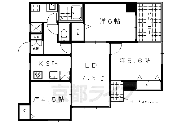 阪急電鉄京都線 京都河原町駅 徒歩5分 10階建 築25年(3LDK/3階)の間取り写真