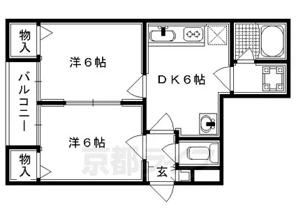 パルティールステージ・Ⅰ(2DK/3階)の間取り写真
