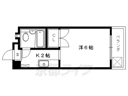 叡山電鉄 元田中駅 徒歩5分 4階建 築47年(1K/2階)の間取り写真