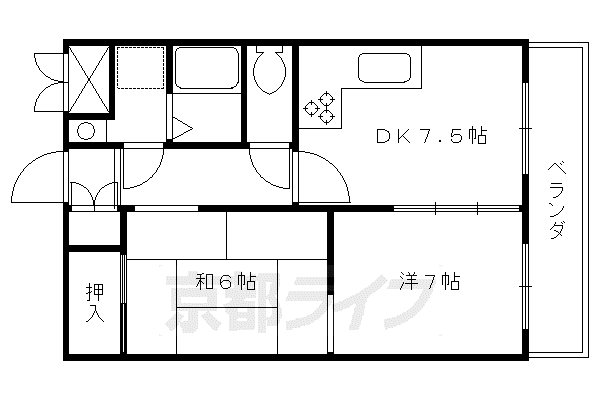AFICION堀川(2DK/7階)の間取り写真